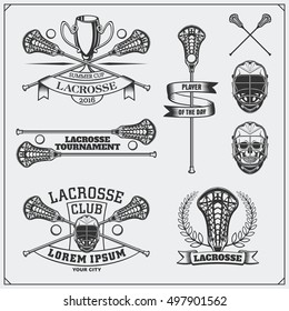 Lacrosse club labels, emblems and design elements.