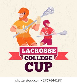 Lacrosse. college cup for lacrosse game. vector placard invitation template