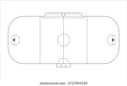 Ilustración esquemática del plano de dibujo técnico de la vista del Plan de campo del lacrosse