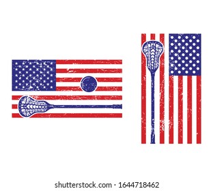 Lacrosse flag. Distressed Lacrosse flag vector illustration design