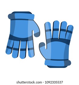 Lacrosse gloves. Sport gloves. Flat cartoon style vector illustration icons. Isolated on white. Sport equipment. Lacrosse, hockey, football, soccer gloves for game, match, championship. Blue gloves.