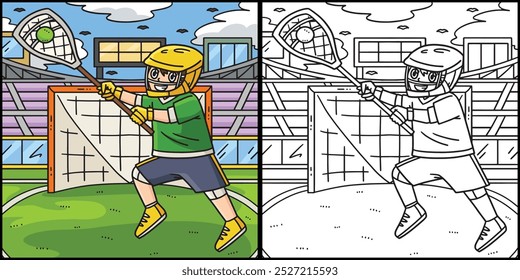 Lacrosse Goalie Catching Ball Illustration