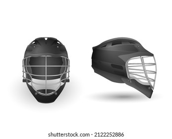 Lacrosse helmet set on a white background. Vector illustration.