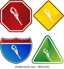 Lacrosse icon button isolated on a background.