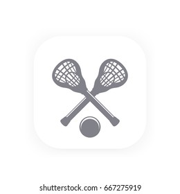 Lacrosse icon, pictogram with sticks and ball