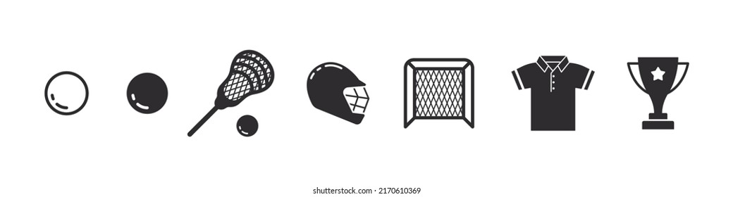 Lacrosse icons. Sports icons in simple style. Lacrosse elements for design. Vector icons