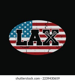 Lacrosse Lax USA US Flag Lacrosse Stick Vintage Retro