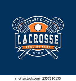 Lacrosse logo badge emblem. Sports label vector illustration