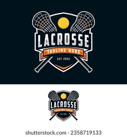 Lacrosse logo badge emblem. Sports label vector illustration
