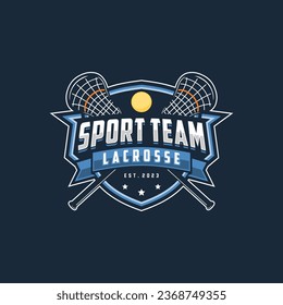 Lacrosse logo badge emblem. Sports label vector illustration