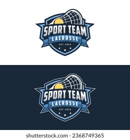 Lacrosse logo badge emblem. Sports label vector illustration