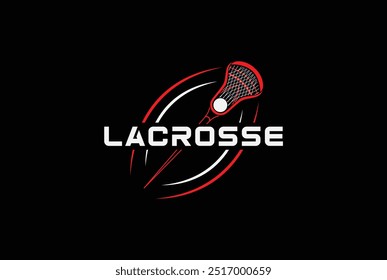 Logotipo Lacrosse emblema. Ilustração vetorial de rótulo esportivo.