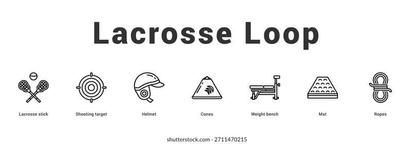 Lacrosse Loop Moderne und saubere Web-Banner-Illustration mit thematischen Symbolen für visuelle Kommunikation