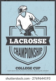 Lacrosse. placard template for lacrosse champion. vector template with place for personal text