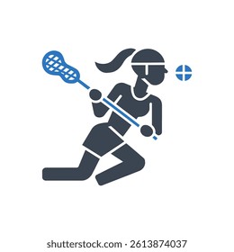 Lacrosse Player Action Icon On White Background