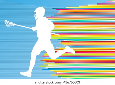 Lacrosse player action vector background concept