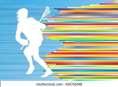 Lacrosse player action vector background concept