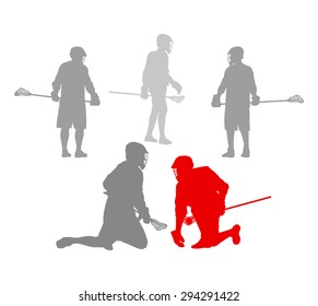 Lacrosse player in action winner concept vector background