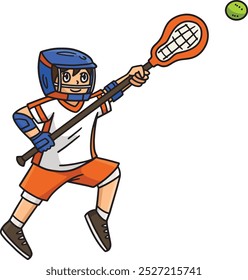 Jogador de lacrosse perseguindo bola Cartoon Clipart