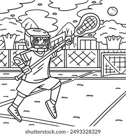 Lacrosse Player Chasing Ball Coloring Page 