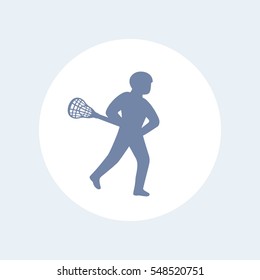 Lacrosse player icon isolated over white