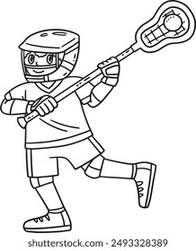 Lacrosse Player Passing Ball Isolated Coloring