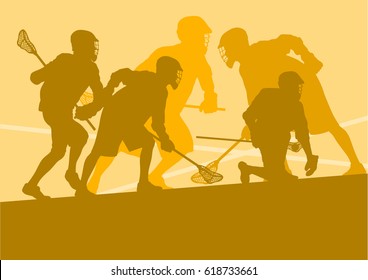  Lacrosse player in protective gear teamwork sport vector background