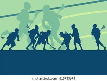  Lacrosse player in protective gear teamwork sport vector background