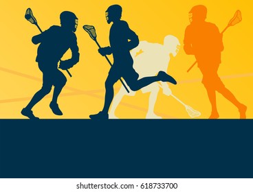  Lacrosse player in protective gear teamwork sport vector background