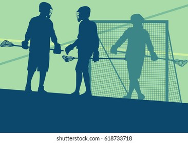  Lacrosse player in protective gear teamwork sport vector background