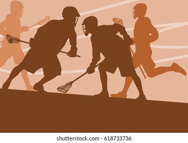  Lacrosse player in protective gear teamwork sport vector background