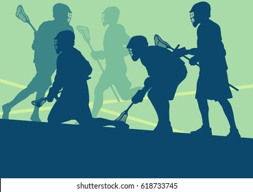  Lacrosse player in protective gear teamwork sport vector background