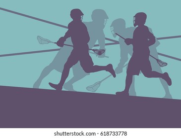  Lacrosse player in protective gear teamwork sport vector background