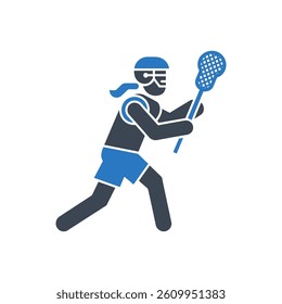 Lacrosse Player Running Icon On White Background