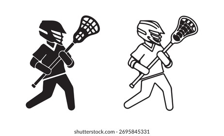 Jogador de lacrosse correndo com bastão com fundo transparente