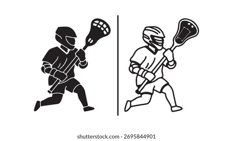 Silhueta do jogador de lacrosse com fundo transparente