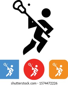 Lacrosse Player With Stick And Ball Vector Icon