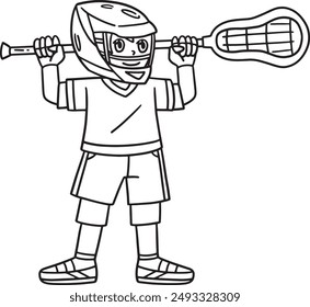 Lacrosse Player with Stick Isolated Coloring Page 