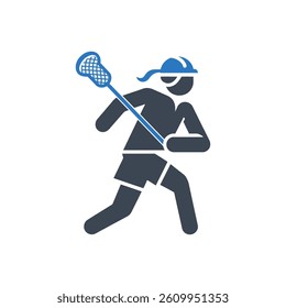 Lacrosse Running Player Icon On White Background