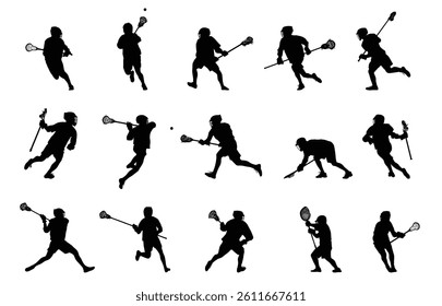 lacrosse silhouettes vector. lacrosse player silhouette.