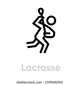 Lacrosse sport icon. Editable stroke