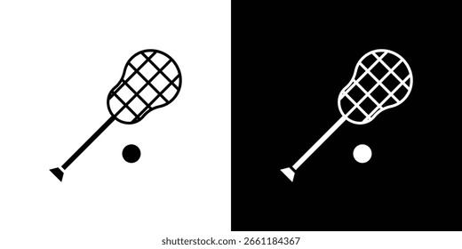 Icono de bola de palo de lacrosse de un Vector de estilo plano