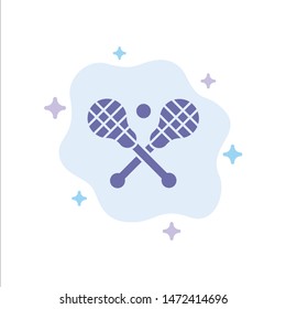 Lacrosse Stick Blue Icon on Abstract Cloud Background