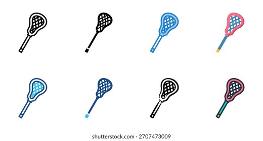 Conjunto de iconos de palo de lacrosse colección de Vector de estilo múltiple 
