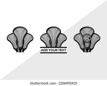 Ilustración de vectores imprimibles con soporte SVG de tipo Lacrosse Stick Monograma