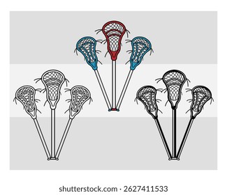 Lacrosse Stick, Lacrosse Sports, Lacrosse Silhouette, Ball, Game, Crossed Lacrosse Sticks, Lax Game, Outline, Silhouette, Clipart, vector,