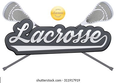 Lacrosse tag with ball and sticks. Symbol of sports. Vector illustration Isolated on white background.