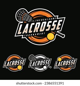 Lacrosse tournament sport logo template. emblem set collection vector illustration