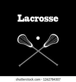 Lacrosse Word Sticks Ball Flat Silhouette Stock Vector (Royalty Free ...