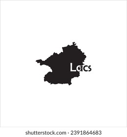 Lacs map and black lettering design on white background